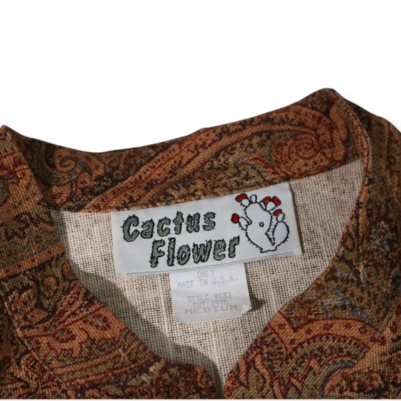 Brown Paisley Button-Up Vest - Picture 3 of 8